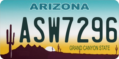 AZ license plate ASW7296