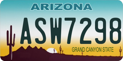 AZ license plate ASW7298