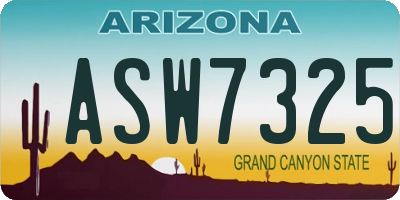 AZ license plate ASW7325