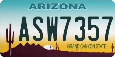 AZ license plate ASW7357