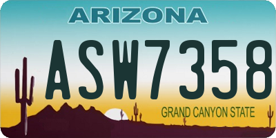 AZ license plate ASW7358