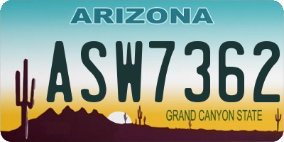 AZ license plate ASW7362