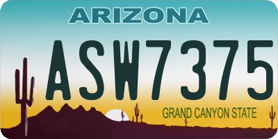 AZ license plate ASW7375