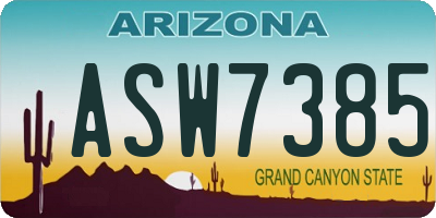 AZ license plate ASW7385