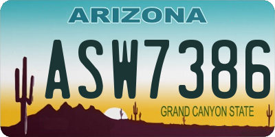 AZ license plate ASW7386