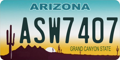 AZ license plate ASW7407