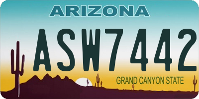 AZ license plate ASW7442