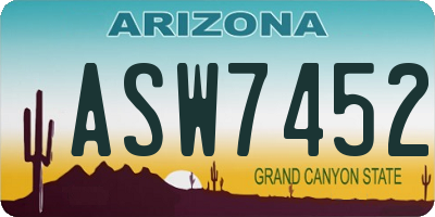 AZ license plate ASW7452