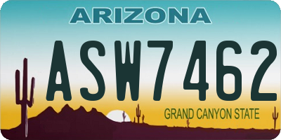 AZ license plate ASW7462
