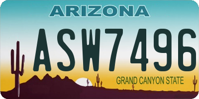 AZ license plate ASW7496