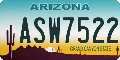 AZ license plate ASW7522