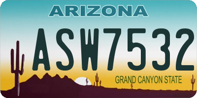 AZ license plate ASW7532