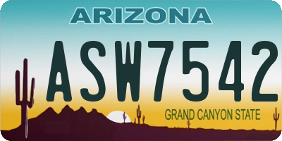 AZ license plate ASW7542