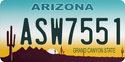 AZ license plate ASW7551
