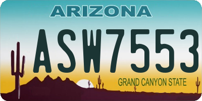 AZ license plate ASW7553