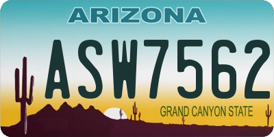 AZ license plate ASW7562