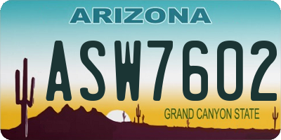 AZ license plate ASW7602