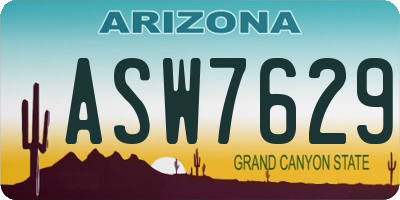 AZ license plate ASW7629