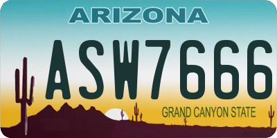 AZ license plate ASW7666