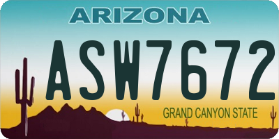 AZ license plate ASW7672