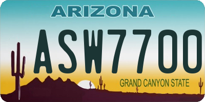 AZ license plate ASW7700