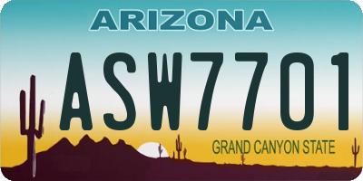 AZ license plate ASW7701
