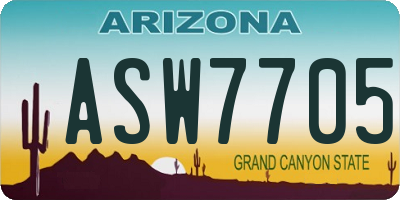AZ license plate ASW7705