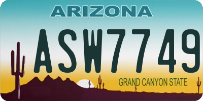 AZ license plate ASW7749