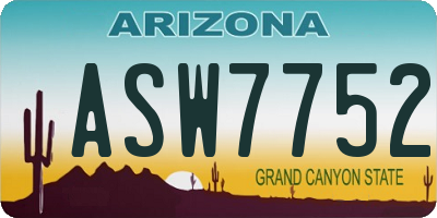 AZ license plate ASW7752