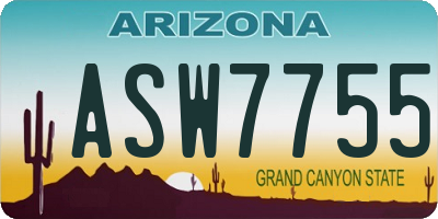 AZ license plate ASW7755