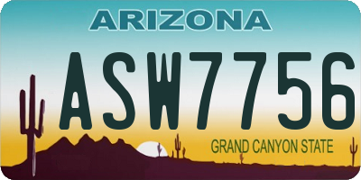 AZ license plate ASW7756