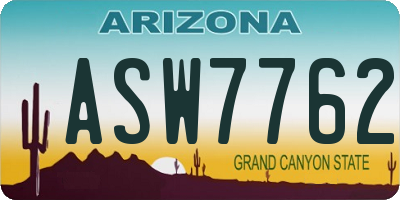 AZ license plate ASW7762