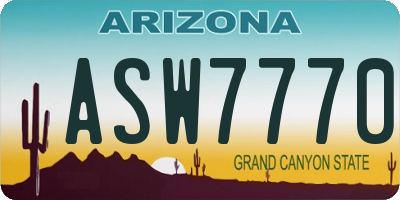 AZ license plate ASW7770