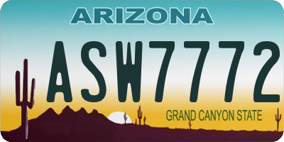 AZ license plate ASW7772