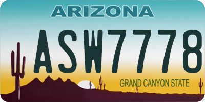 AZ license plate ASW7778