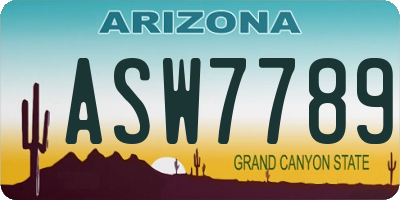 AZ license plate ASW7789