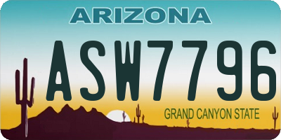 AZ license plate ASW7796
