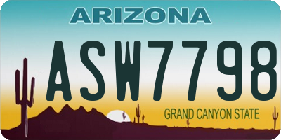 AZ license plate ASW7798