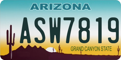 AZ license plate ASW7819