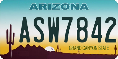 AZ license plate ASW7842