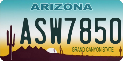 AZ license plate ASW7850