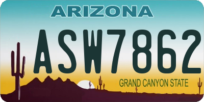 AZ license plate ASW7862