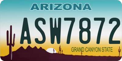AZ license plate ASW7872