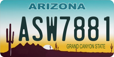 AZ license plate ASW7881