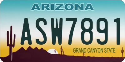 AZ license plate ASW7891