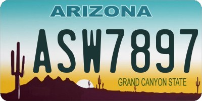 AZ license plate ASW7897