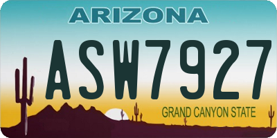 AZ license plate ASW7927