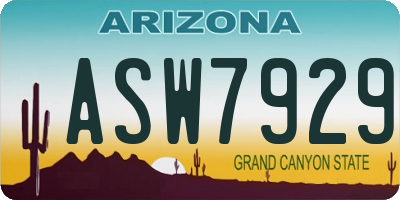 AZ license plate ASW7929