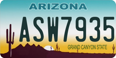 AZ license plate ASW7935