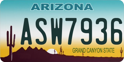 AZ license plate ASW7936